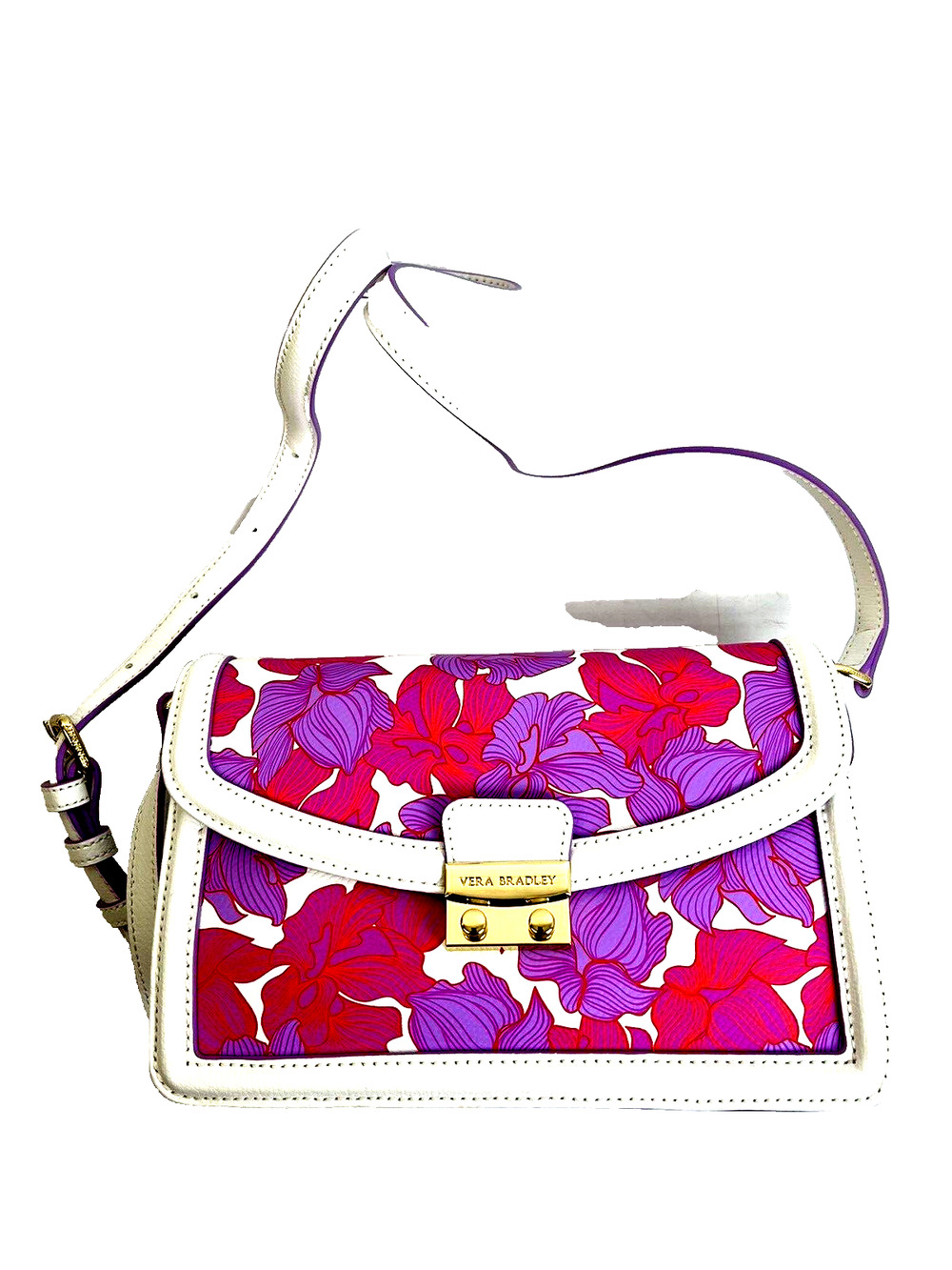 Vera Bradley Tess Crossbody Shoulder Bag Purse Paradise Floral Pink Purple